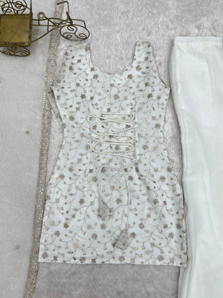 White Designer Fancy Kurta Set ClothsVilla