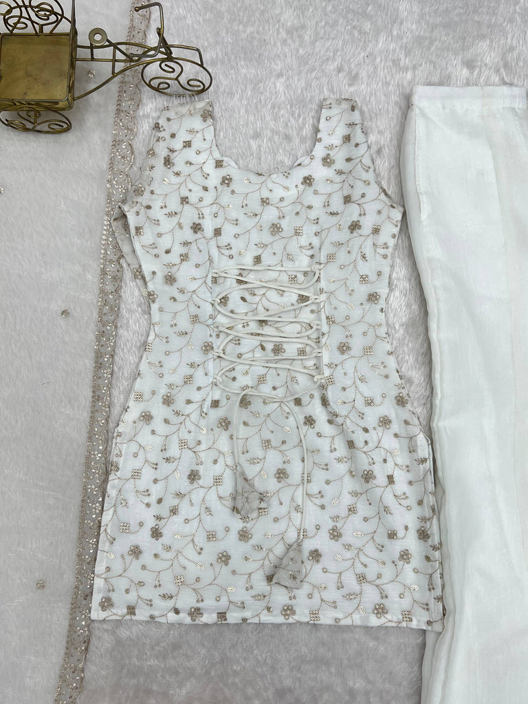 White Designer Fancy Kurta Set ClothsVilla