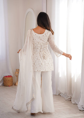 White Designer Fancy Kurta Set ClothsVilla