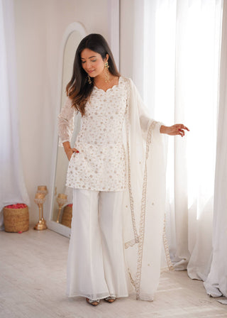 White Designer Fancy Kurta Set ClothsVilla