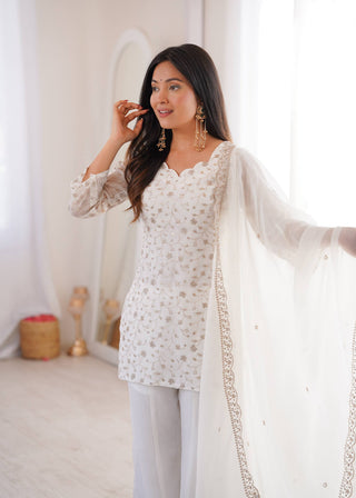 White Designer Fancy Kurta Set ClothsVilla