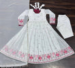 Load image into Gallery viewer, White Designer Faux Blooming Anarkali Suit with Heavy Sequins, Embroidery &amp; Moti Lace Work ClothsVilla