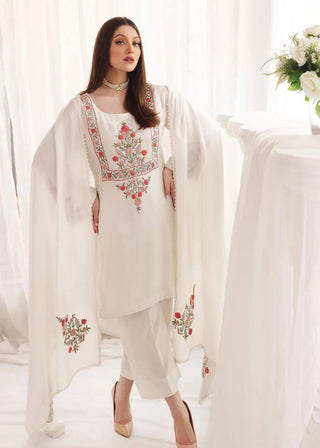 White Designer Party Wear Top-Plazzo-Dupatta Set – Elegance Redefined Clothsvilla