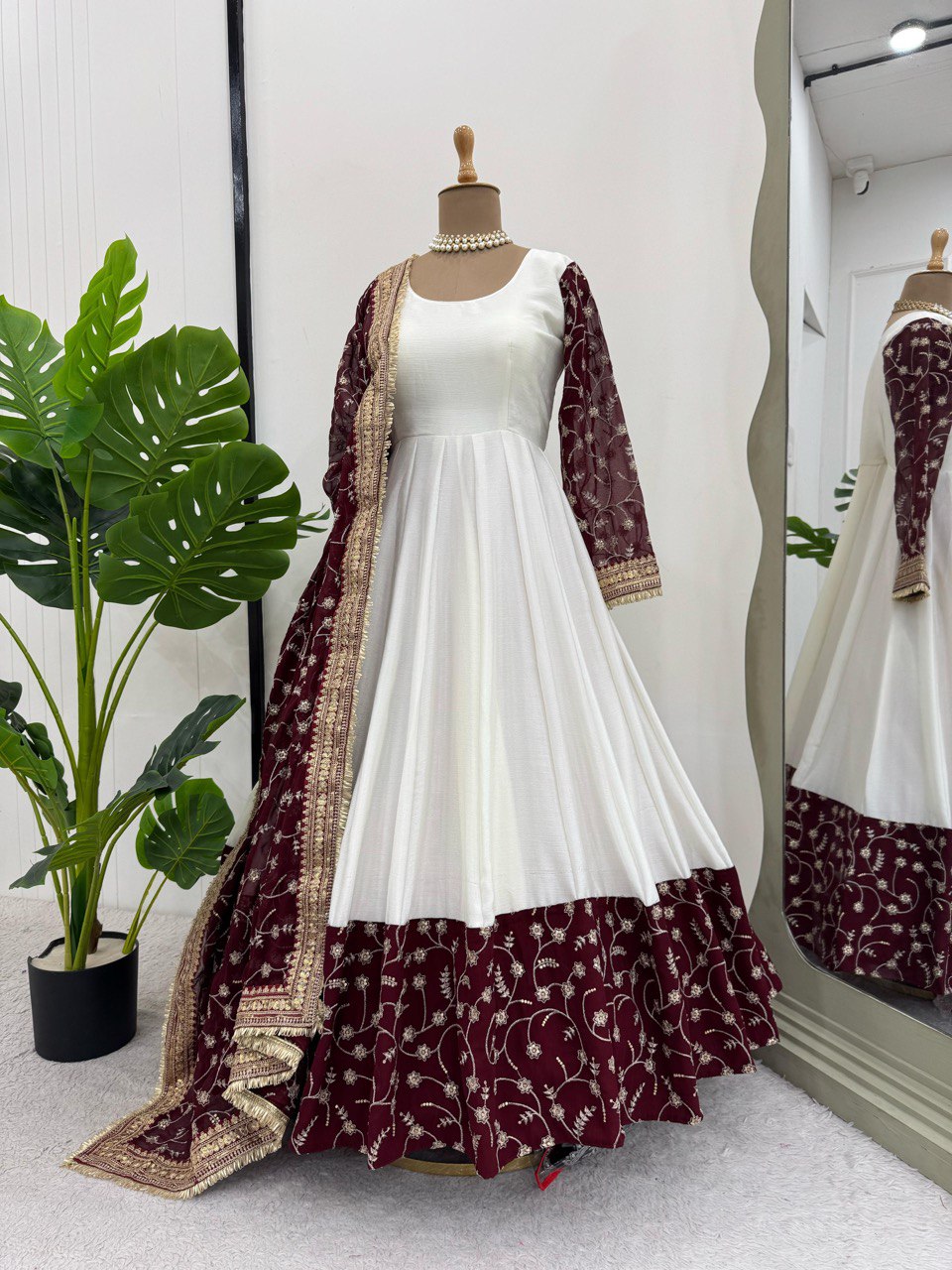 White Eid Special Elegant Chinon Silk Suit with Dupatta ClothsVilla