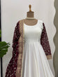 Load image into Gallery viewer, White Eid Special Elegant Chinon Silk Suit with Dupatta ClothsVilla