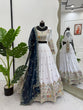Load image into Gallery viewer, White Elegant Faux Georgette Lehenga Choli Set with Heavy Embroidery &amp; Dupatta ClothsVilla
