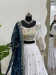 Load image into Gallery viewer, White Elegant Faux Georgette Lehenga Choli Set with Heavy Embroidery &amp; Dupatta ClothsVilla