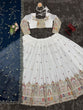Load image into Gallery viewer, White Elegant Faux Georgette Lehenga Choli Set with Heavy Embroidery &amp; Dupatta ClothsVilla