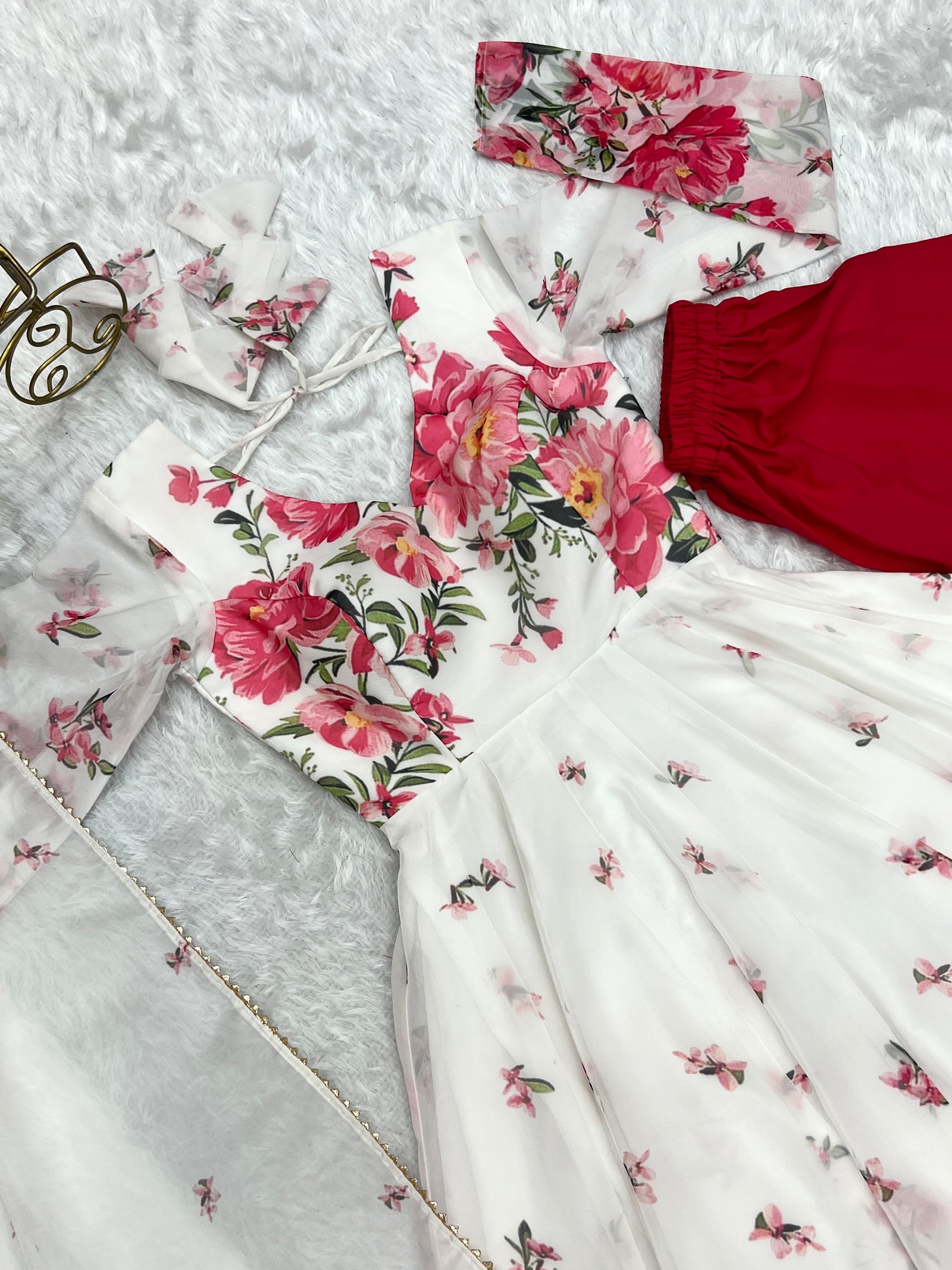 White Elegant Festive Anarkali Set – Pure Soft Organza Silk with Dupatta
