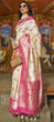 Load image into Gallery viewer, White Elegant Handloom Banarasi Silk Blend Saree with Woven Work &amp; Blouse Piece ClothsVilla