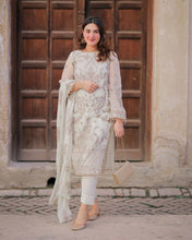 Load image into Gallery viewer, White Elegant Heavy Faux Georgette Embroidered Suit Set ClothsVilla