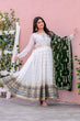 Load image into Gallery viewer, White Elegant Party Wear Heavy Faux Georgette Gown And Green Dupatta Set