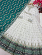 Load image into Gallery viewer, White Elegant Party Wear Heavy Faux Georgette Gown And Sky Blue Dupatta Set