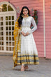 Load image into Gallery viewer, White Elegant Party Wear Heavy Faux Georgette Gown And Yellow Dupatta Set