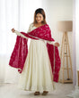 Load image into Gallery viewer, White Elegant Summer Festive Anarkali Suit with Dupatta Set