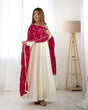 Load image into Gallery viewer, White Elegant Summer Festive Anarkali Suit with Dupatta Set