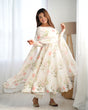 Load image into Gallery viewer, White Elegant Summer Wedding Anarkali Set in Pure Organza Silk with Dupatta
