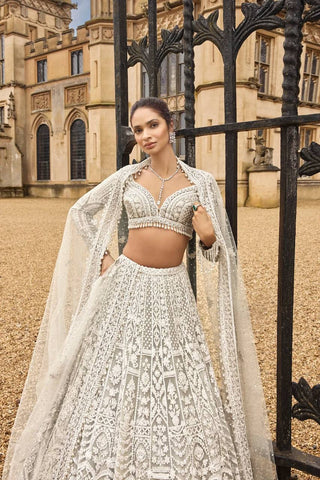 White Embellished Net Lehenga Set — A Story of Love & Timeless Beauty ClothsVilla