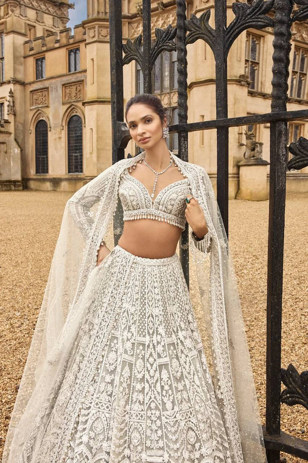 White Embellished Net Lehenga Set — A Story of Love & Timeless Beauty ClothsVilla