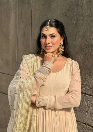 White Embroidered Anarkali Suit ClothsVilla
