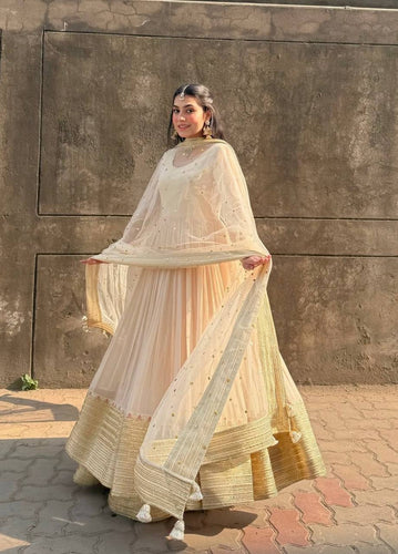 White Embroidered Anarkali Suit ClothsVilla