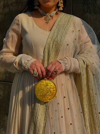 White Embroidered Anarkali Suit ClothsVilla