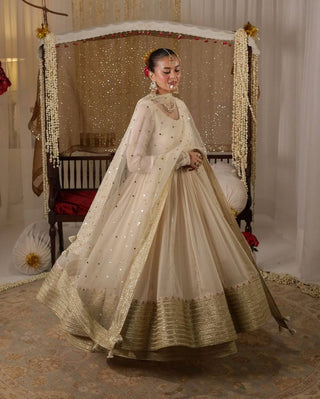White Embroidered Anarkali Suit ClothsVilla