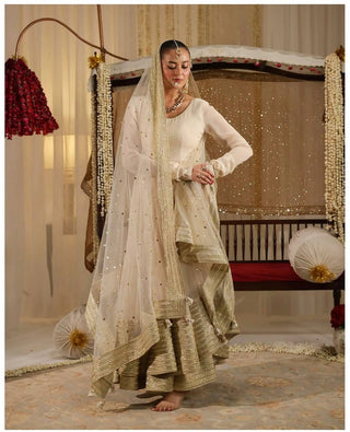 White Embroidered Anarkali Suit ClothsVilla