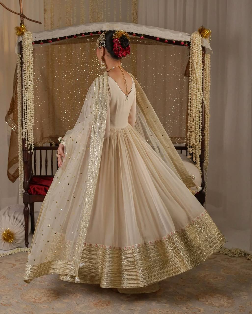 White Embroidered Anarkali Suit ClothsVilla