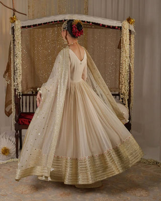 White Embroidered Anarkali Suit ClothsVilla