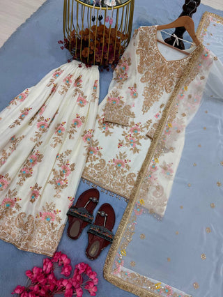 White Embroidered Palazzo Suit ClothsVilla