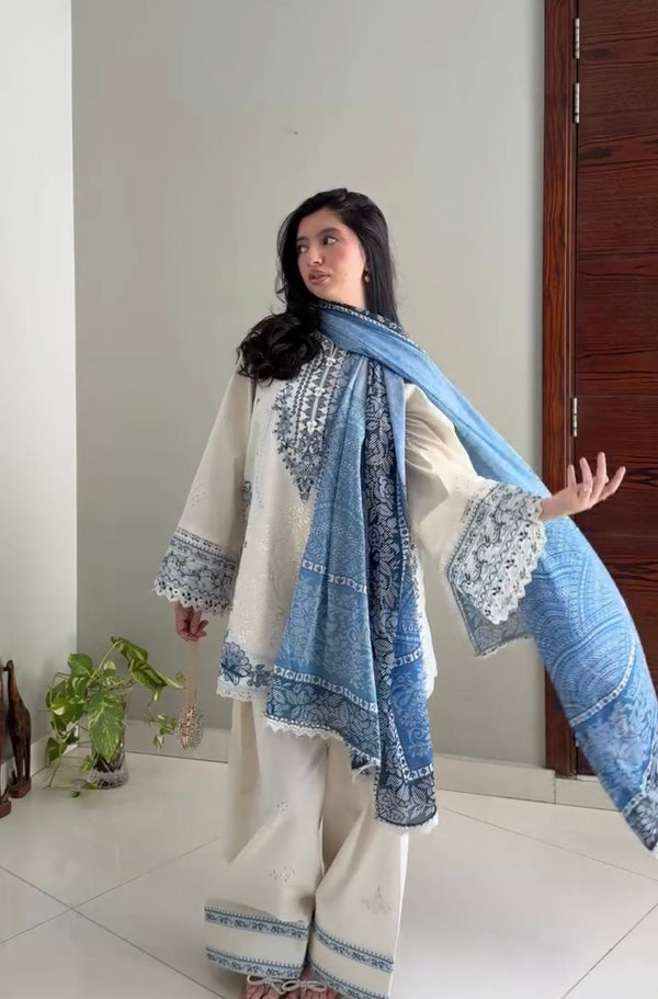 White Embroidered Satin Farshi Palazzo Set ClothsVilla