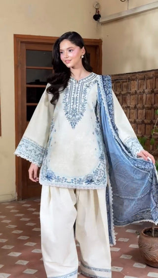 White Embroidered Satin Farshi Palazzo Set ClothsVilla