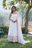 Luxury White Embroidered Sequin Gown with Designer Dupatta ClothsVilla