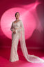White Eternal Elegance Sparkling Net Saree with Rainbow Sequins ClothsVilla