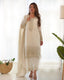 White Exquisite Pure Chinon Silk Kurta Set with Dupatta – Embroidered & Ready to Wear