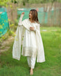 Load image into Gallery viewer, White Exquisite Pure Chinon Silk Kurta Set with Dupatta – Embroidered &amp; Ready to Wear