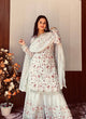 Load image into Gallery viewer, White Festive Georgette Sharara Set with Sequins, Thread &amp; Zari Work ClothsVilla