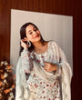 Load image into Gallery viewer, White Festive Georgette Sharara Set with Sequins, Thread &amp; Zari Work ClothsVilla
