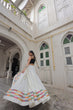 Load image into Gallery viewer, White Festive Roman Fabric Lehenga with black Kutchi Gamthi Embroidered Top ClothsVilla