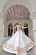 Load image into Gallery viewer, White Festive Roman Fabric Lehenga with Kutchi Gamthi Embroidered Top ClothsVilla