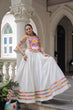 Load image into Gallery viewer, White Festive Roman Fabric Lehenga with Kutchi Gamthi Embroidered Top ClothsVilla