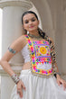 Load image into Gallery viewer, White Festive Roman Fabric Lehenga with Kutchi Gamthi Embroidered Top ClothsVilla