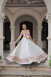 Load image into Gallery viewer, White Festive Roman Fabric Lehenga with Kutchi Gamthi Embroidered Top ClothsVilla