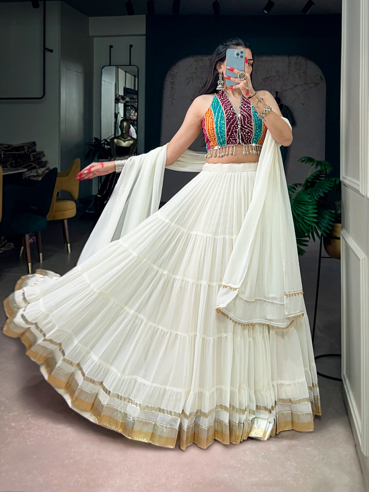 White Flair Lehenga Choli with Blouse ClothsVilla