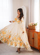 Load image into Gallery viewer, White Floral Organza Silk Anarkali Gown ClothsVilla