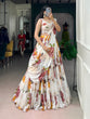 Load image into Gallery viewer, White Floral Print Lehenga Set ClothsVilla