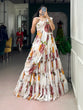 Load image into Gallery viewer, White Floral Print Lehenga Set ClothsVilla