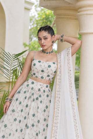 White Georgette Lehenga Choli ClothsVilla
