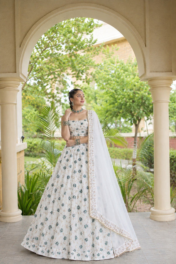 White Georgette Lehenga Choli ClothsVilla